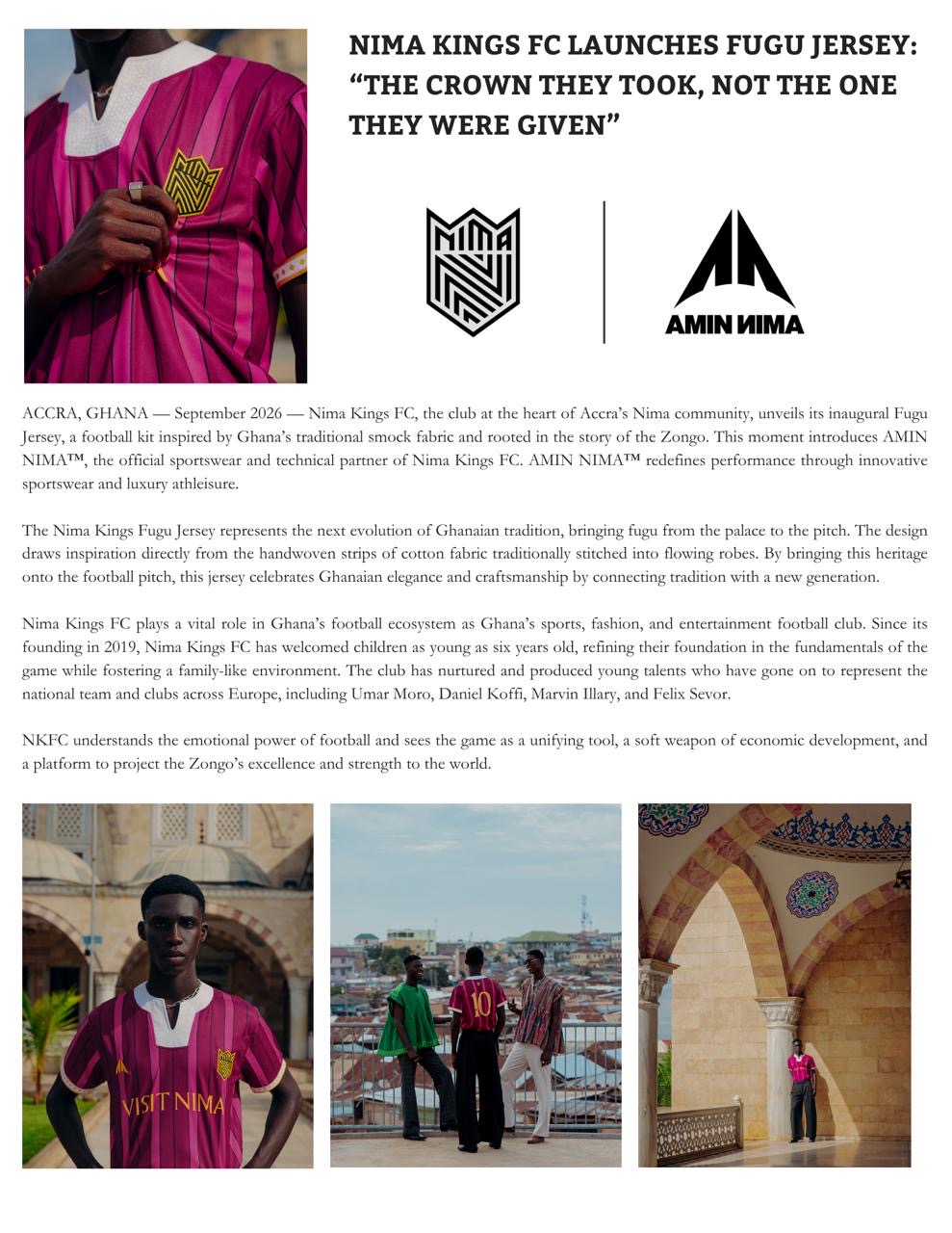 Official Nima Kings FC Fugu Jersey press release